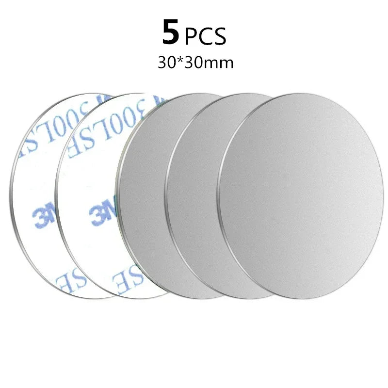 Self-adhesive Iron Sheet Sticker Metal Plate for Magnetic Car Phone Holder 1/3/5PCS Magnet Mobile Phone Stand Mount For iPhone Quake 5PCS silver 30mm