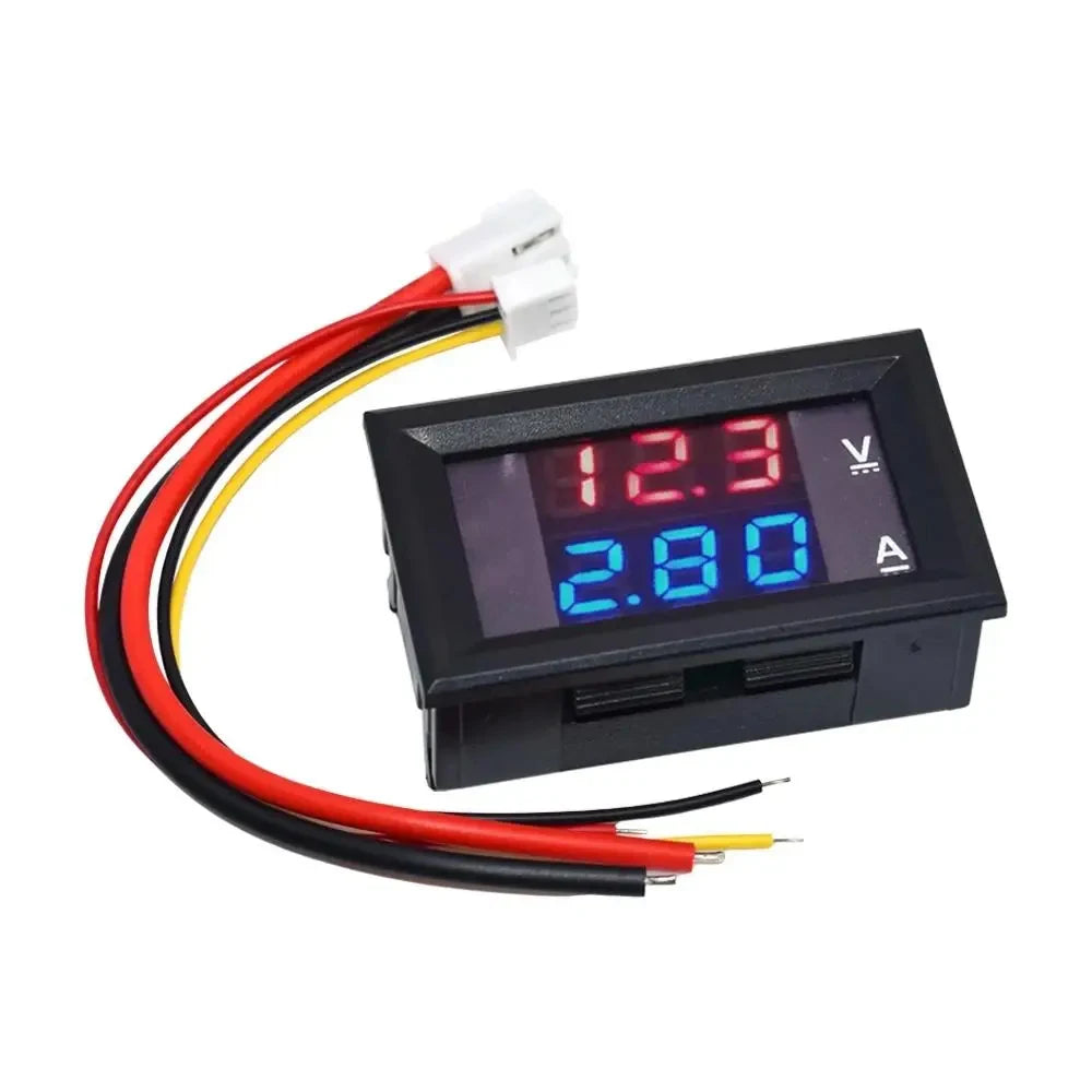 Digital DC 0-100V 10A Voltmeter Ammeter Dual Display Voltage Detector Current Meter Panel Amp Volt Gauge 0.28" Red Blue LED Quake
