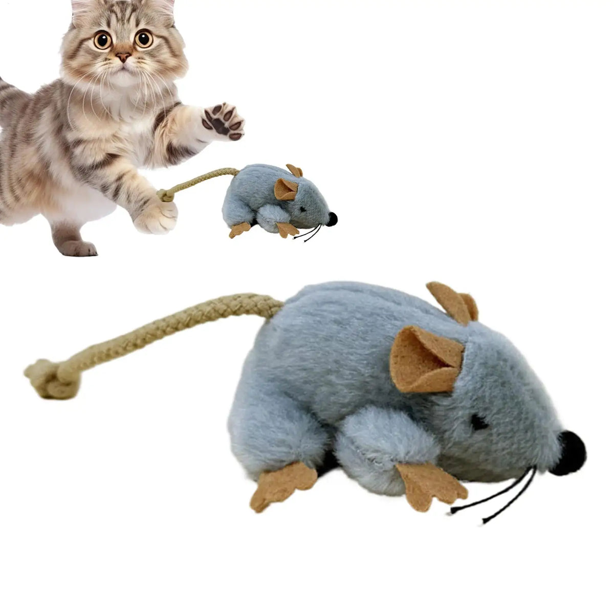 Cat Toy Plush Mouse Compact Realistic Play Game with Built-In Sound Plush Cat Toys for Daily Ground Home Indoor Outdoor Birthday Quake
