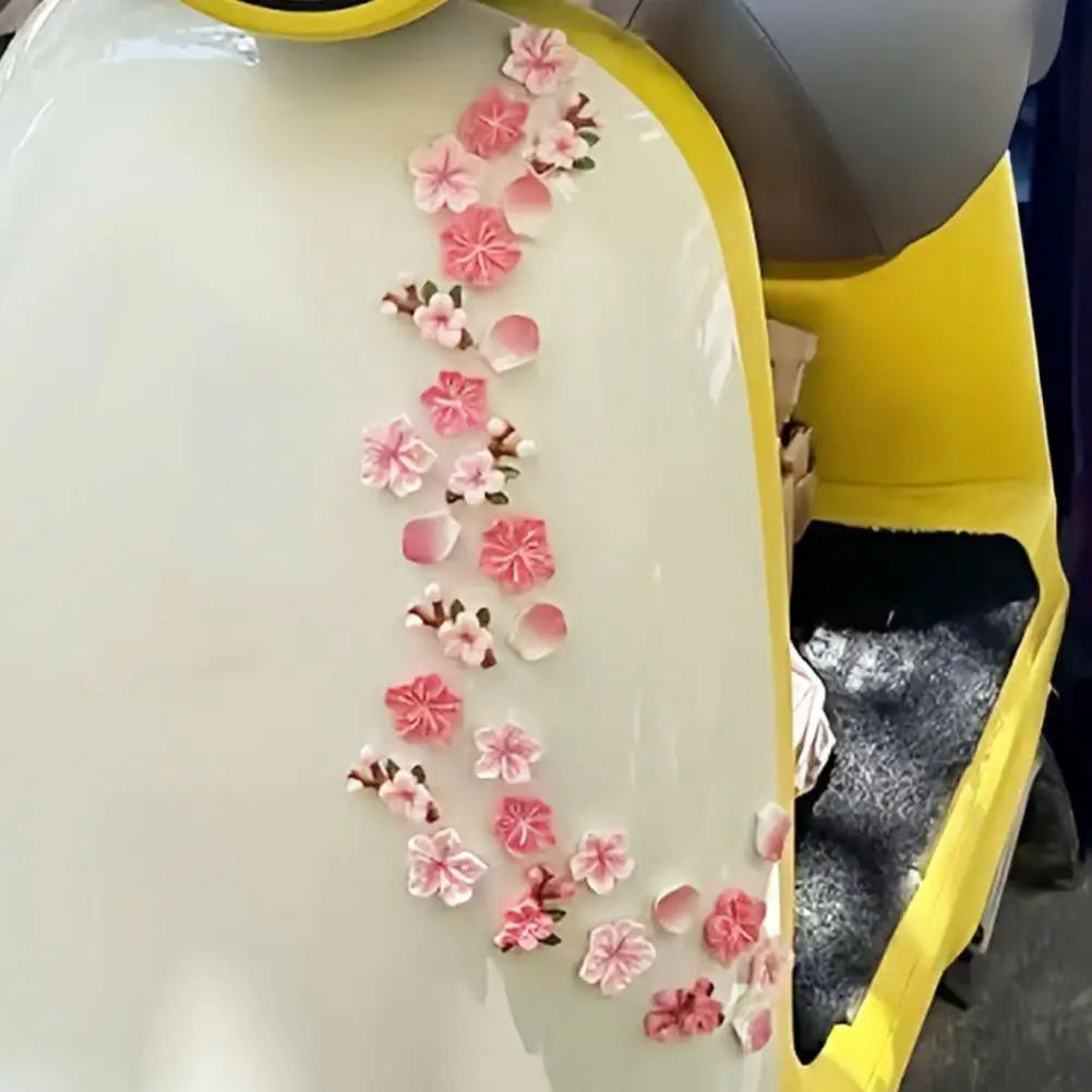 Moisture Proof Car Decal Peach Blossom Car Sticker Resin Flower Decal for Auto Motorcycle Heat Resistant Waterproof for Bumper Quake