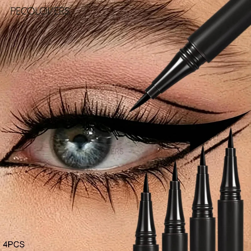 4PCS Liquid Black Eyeliner,Ultra-fine Tip for Precise Application, Quick-drying, Long-lasting Eye Makeup, Natural-looking Pencil Quake