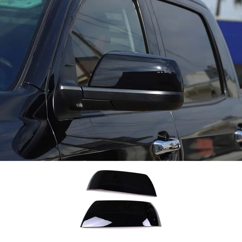 For Toyota Tundra Sequoia 2008-2020 Car Rearview Side Mirror Cover Wing Cap Sticker Exterior Door Rear View Case Trim Carbon Quake Gloss Black