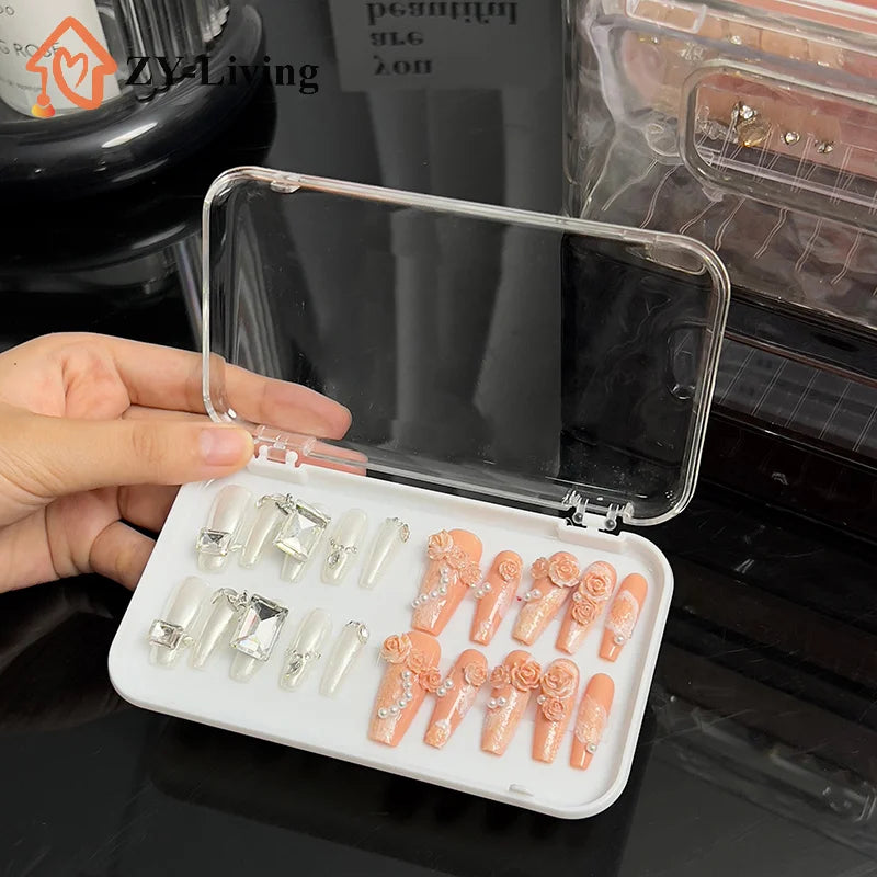 Plastic Clear Jewelry Box Press-on Nail Storage Case Rectangle Storage Box For False Nails Display And Salon Essentials With Lid Quake