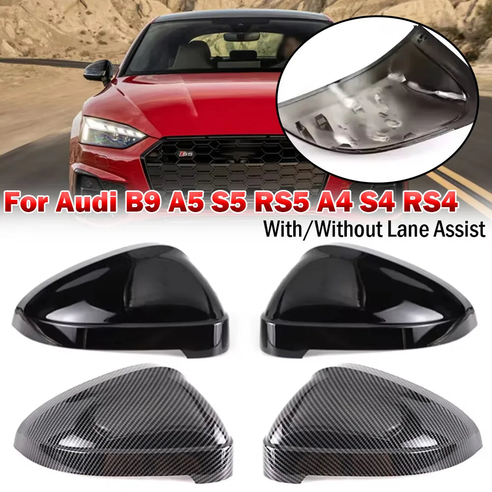For Audi A4 S4 RS4 B9 A5 S5 RS5 2016-2022 2x Car Replacement Rearview Side Mirror Cover Wing Cap Exterior Case Trim Accessories Quake