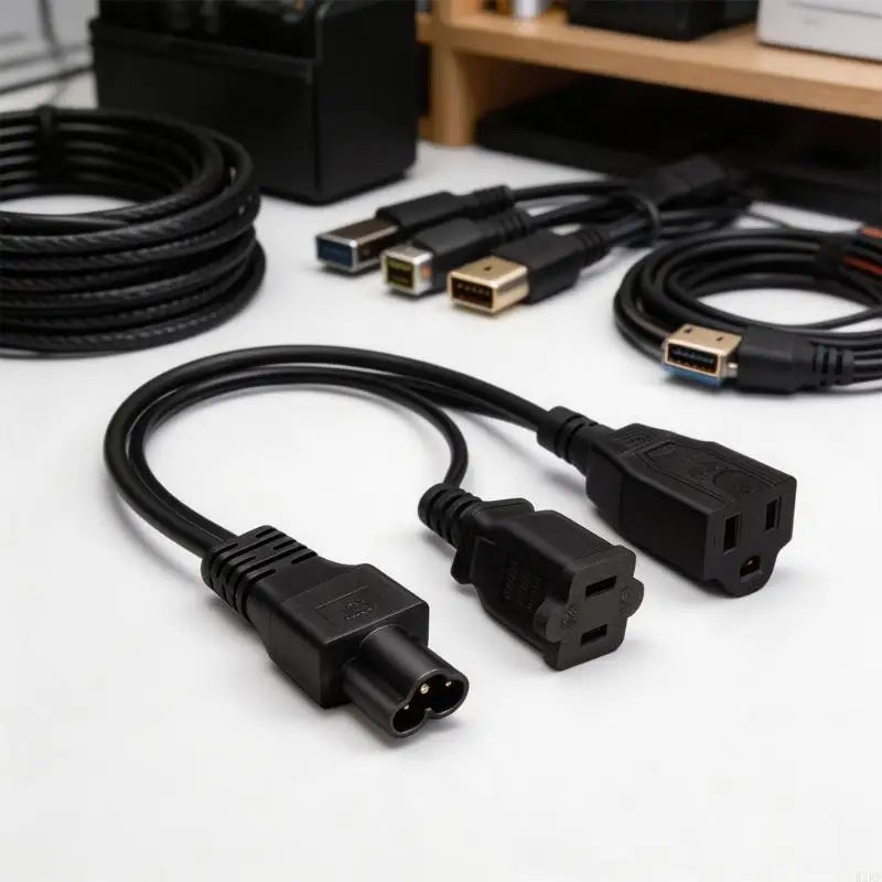 IEC320 To NEMA 1 15R And 5 15R Power Splitter Cable 1ft Short Y Adapters For Digital Devices K1KF Quake
