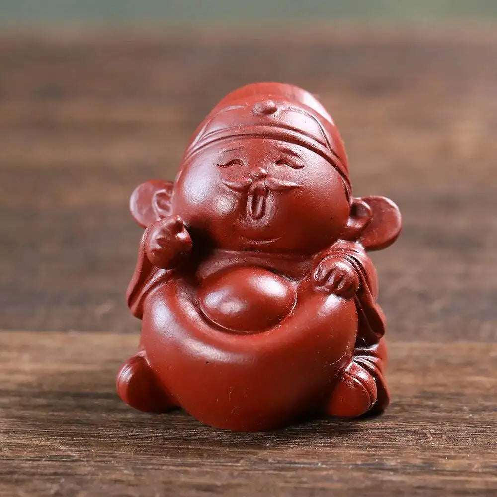 Zisha Tea Pet God Of Wealth Small Figurine Sculpture ea Plaything Tea Table Living Room Quake