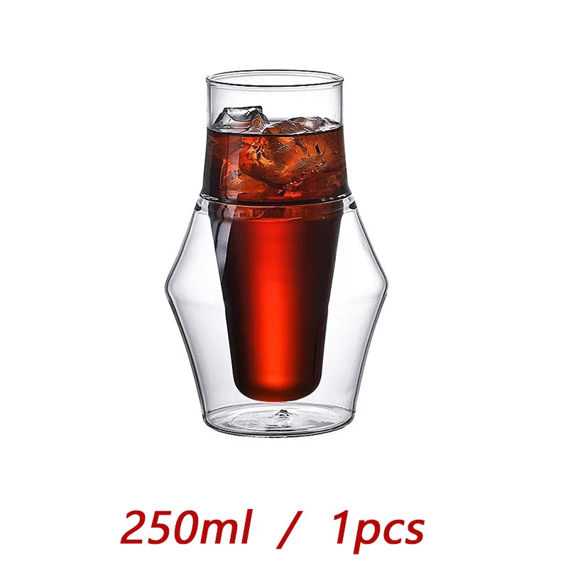 YWDL Double-layer Glass Cup Transparent Espresso Coffee Cup Anti-scalding Milk Brandy Wine Teacup Cup Glass Mug Drinkware Quake 250ml 1pcs 120-335ml