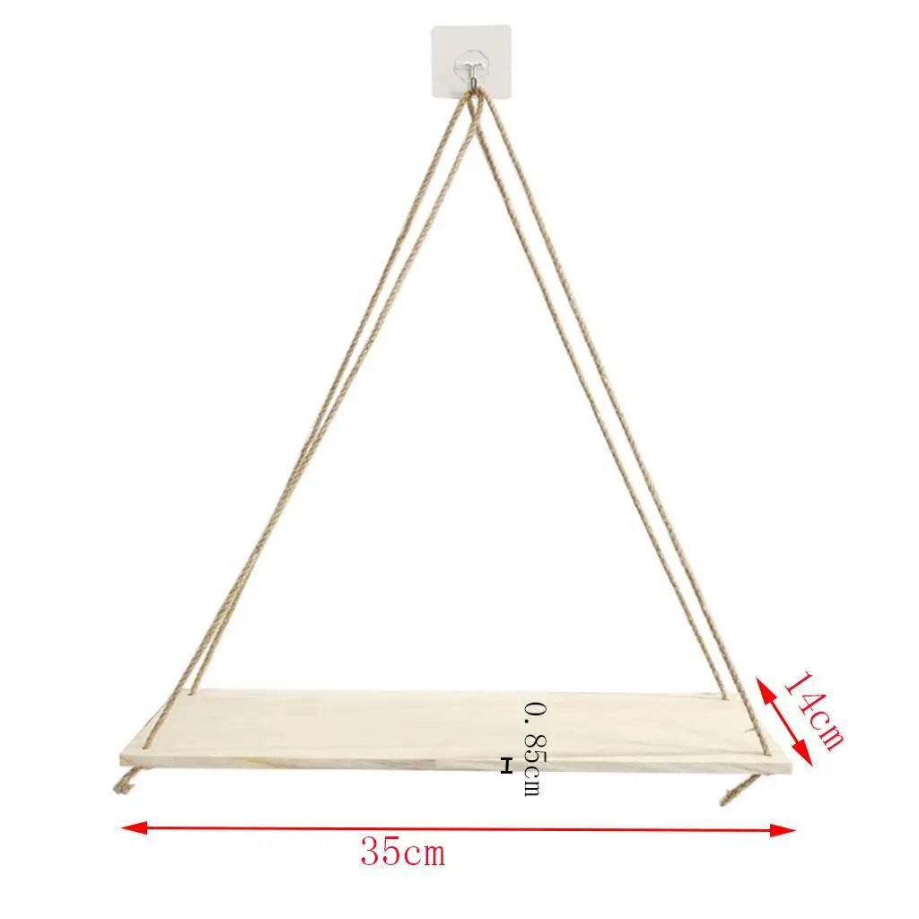 Hanging Wall Shelf, Wooden Hanging Window Floating Shelves for Bathroom Bedroom Jute Rope Farmhouse Storage Organizer Rack Quake