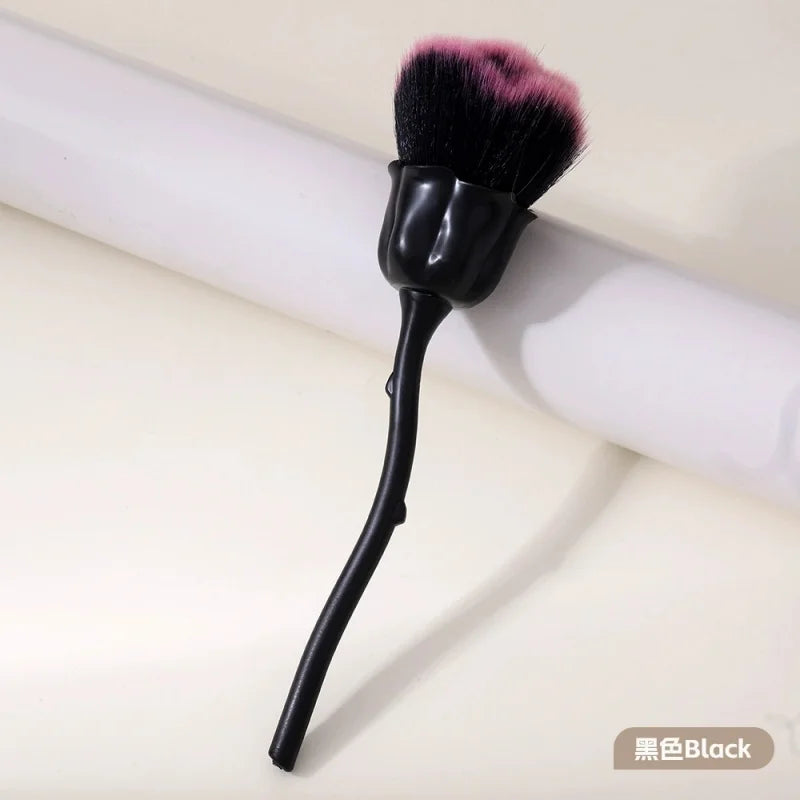 Rose Flower Shape Makeup Brush Round Makeup Loose Powder Brushes Manicure Nail Polishing Dust Removal Brush Beauty Make Up Tools Quake Black