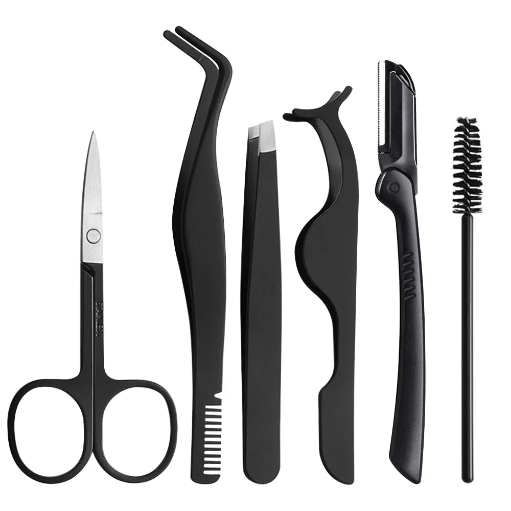 vvocci 1/6 Pcs Curved Tip Eyelash & Eyebrow Tweezers Set – Stainless Steel Precision Beauty MakeupTools forExtension Application Quake M491 6pcs