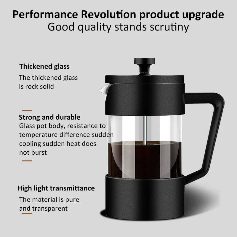 350/600/1000ML French Press Coffee Maker Pot Thickened Borosilicate Glass French Press Coffee Maker Multifunction Hand Punch Pot Quake