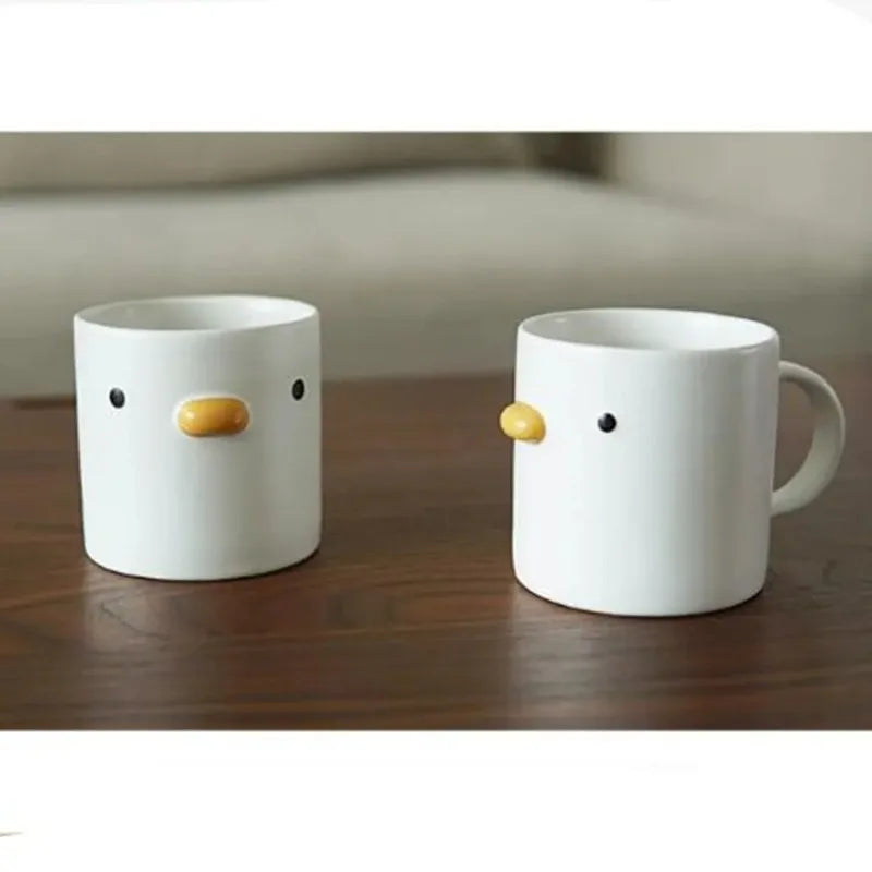 400ML Ceramic Cup with Handle Cartoon Chicken Shaped Water Cup Children's Cute Ceramic Coffee Cup Breakfast Milk Water Cup Quake