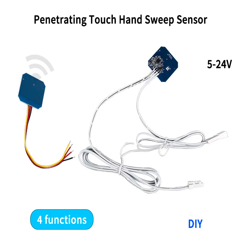 5-24V Touch Sensor Switch Hand-Sweep ControlPenetrate 5CM Wood/Glass/Acrylic 4 Mode Dimmable DIY Module Cabinet Closet Light Quake