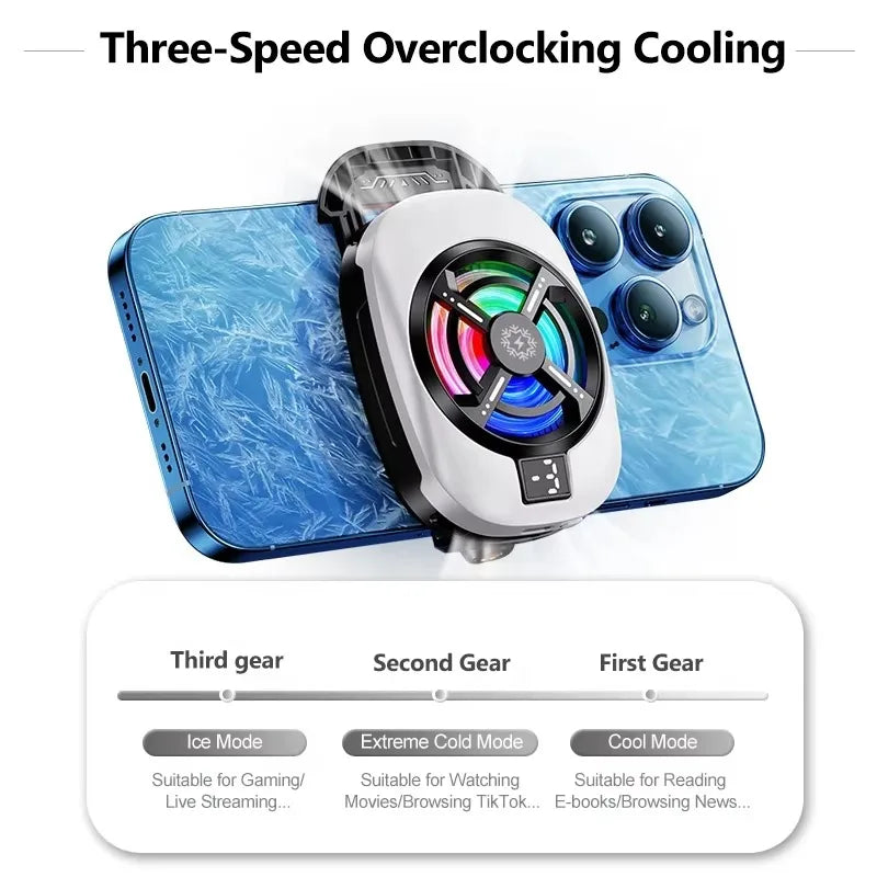 Display semiconductor mobile phone heat sink - Universal type 4.7 - 7 inch clamp-type gaming cooling fan suitable for live stand Quake