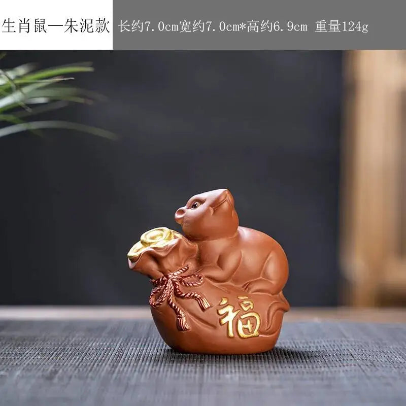 Zisha Twelve Zodiac Ceramic Tea Pet Ornaments | Cute Figurines