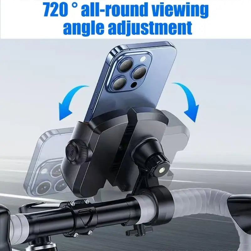 Motorcycle Handle Bar/Rear View Mirror Mounted Cellphone Cradle Scooter E-Bike Shockproof Stand Holder 360 Degree Rotating K1KF Quake