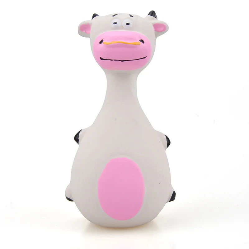 Soft Rubber Chew Toys Four Styles Squeaky Interactive Throwing Toys Cute Fun Pet Toys Quake white cow