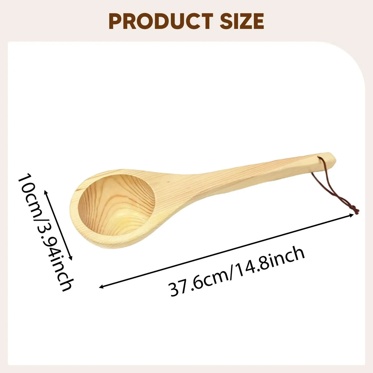 Durable Spruce Wooden Sauna Ladle Scoop with Hanging Rope for Home Spa Public Steam Room Use Quake