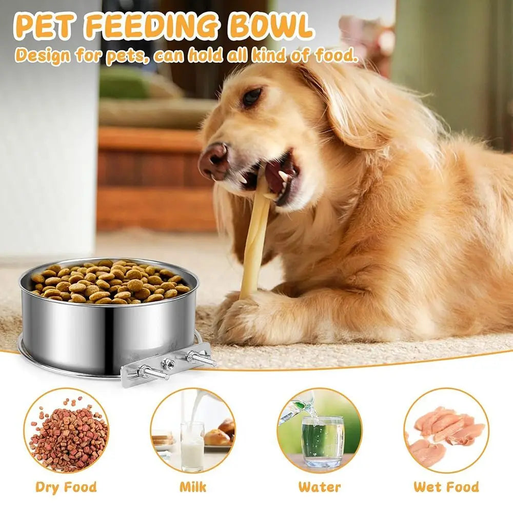 New Stainless Steel Pet Bowl Anti-gnawing Hanging Pet Feeder Cage Food Dispenser Parrot Bird Quake