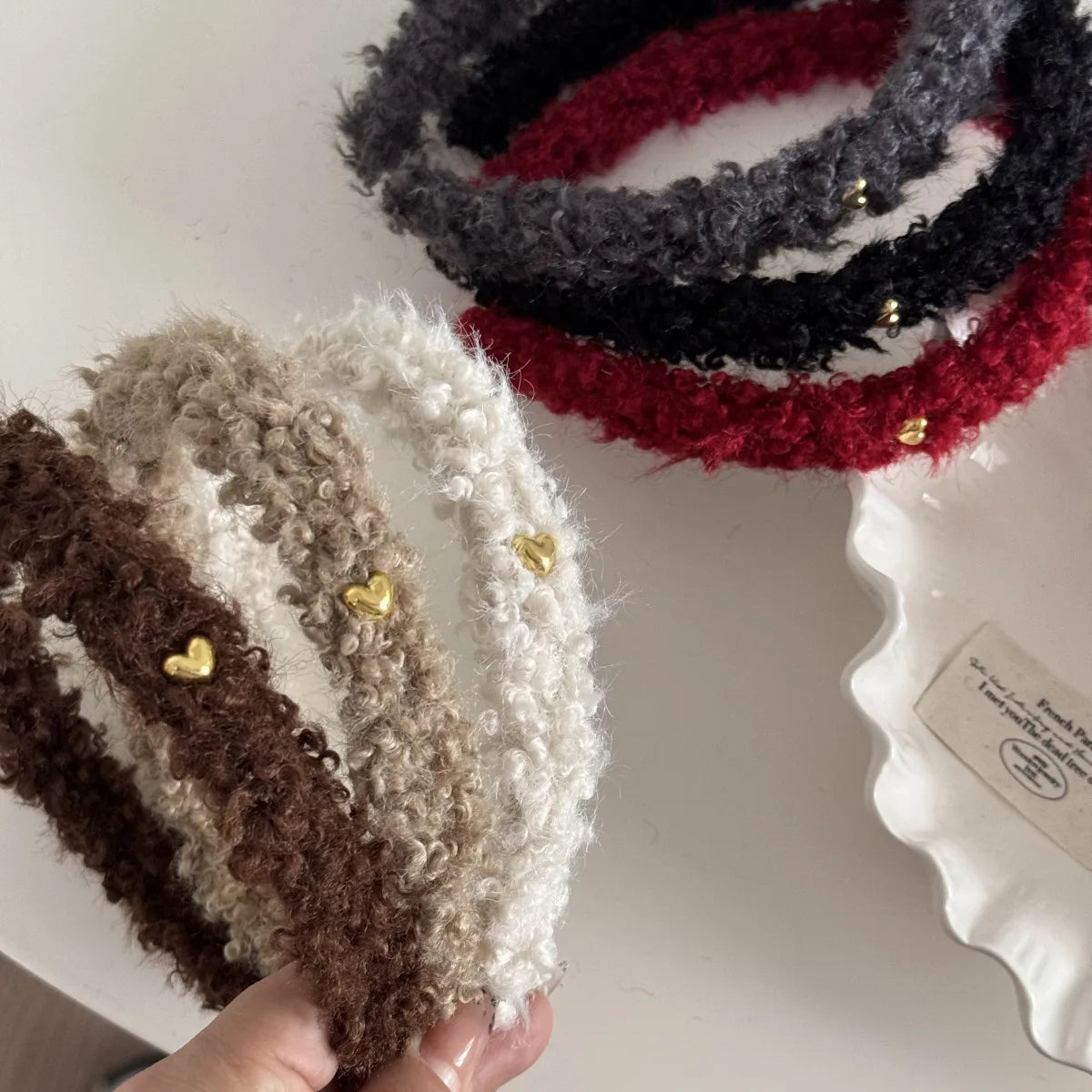 Winter Fleece Plush Headbands Retro Woolen Knitting Hair Band Women Girls Temperament Versatile Hair Hoop Christmas Accessories Quake