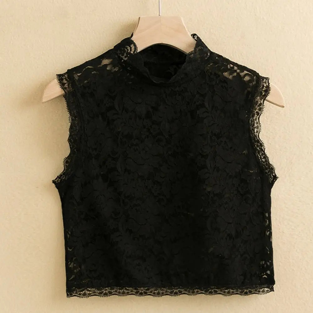 Vintage Floral Detachable Lace Fake Collar Sweater Decoration Blouse False Collar Collar Tie Quake Black-XXL
