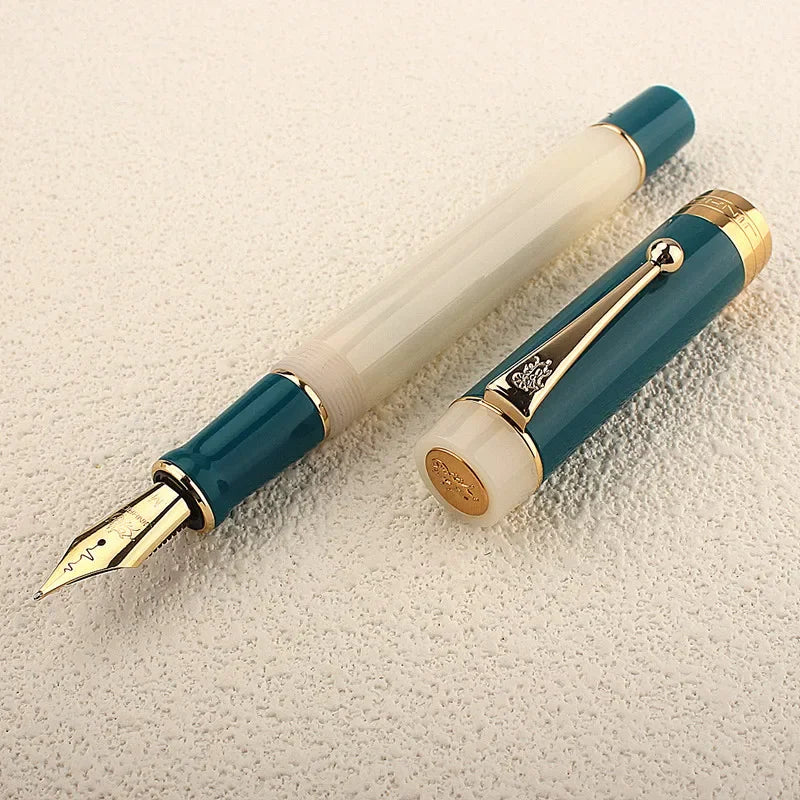 Jinhao 100 Centennial Fountain Pen Resin Luxury Pens Green Color F/M Classic Nib Writing Pen Stationery Office School Supplies Quake Heartbeat nib-5 Fine 0.5mm