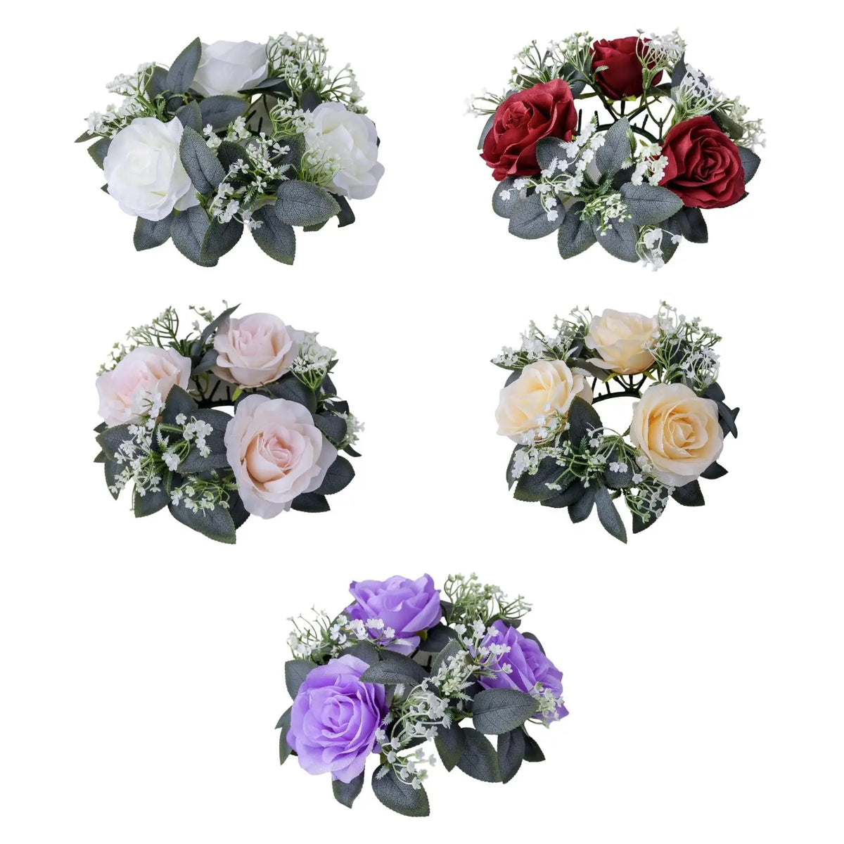 Faux Eucalyptus Candle Wreath Floral Ring Candle Holder for Dinner Table Centerpiece Event Decor Quake