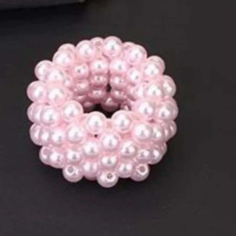 Korean Version of Fresh Ponytail Rubber Headband, Fashionable Handmade Imitation Pearl Beaded Hair Band Headrope Wholesale Quake