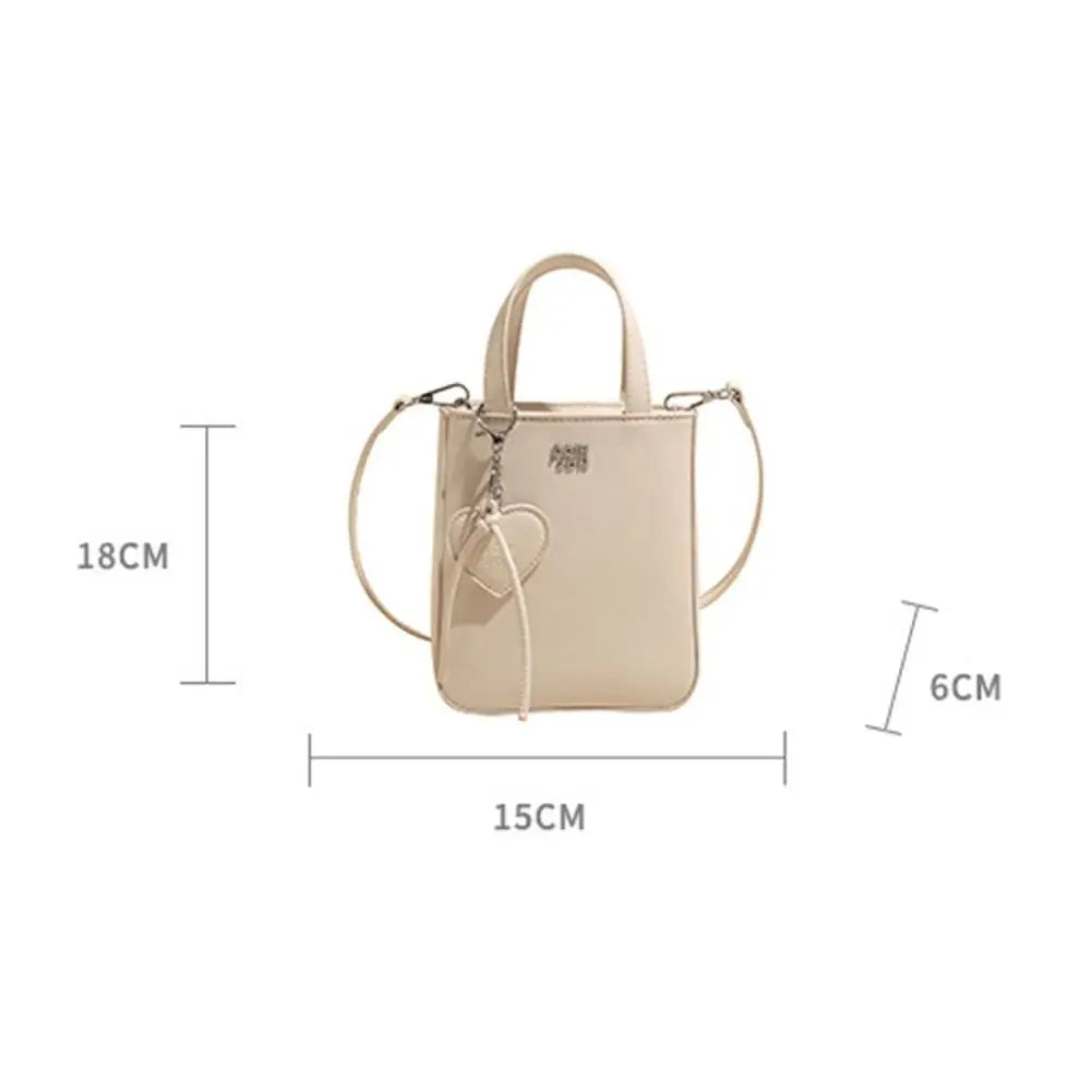 Trendy Pu Leather Shoulder Bag Chic Versatile Small Square Bag High Quality with Love Keychain Pendant Crossbody Bags for Women Quake