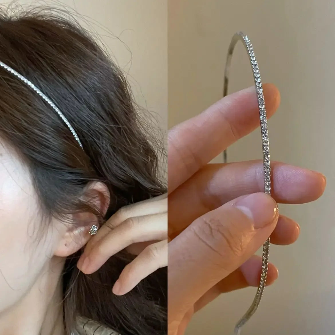 New Vintage Super Thin Metal Crystal Headbands Hairband New Shiny Rhinestone Hair Accessories Headwrap Hair Accessories Quake