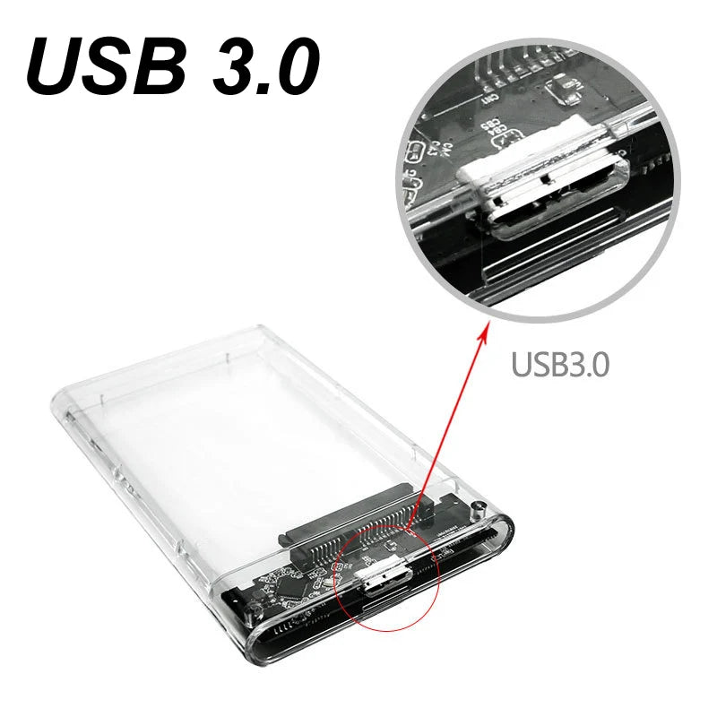 New USB C Type C 3.0/2.0 HDD Enclosure 2.5 inch SATA SSD Hard Drive Case Support 6TB Transparent Mobile External HDD Quake