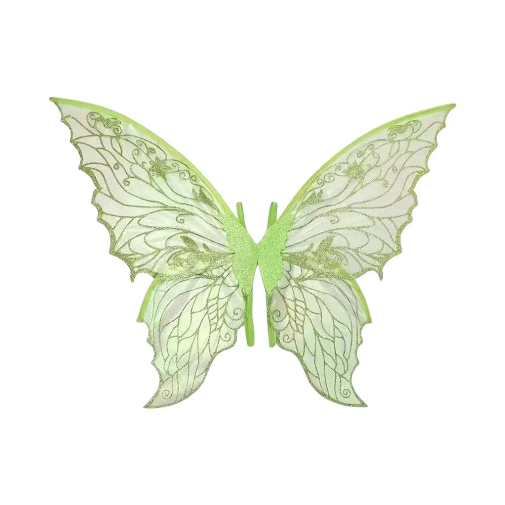 Cute Princess Angel Wing Fairy Wings Organza Dress UP Angel Wings Sparkling Cicada Wing for Women Girls Quake Green