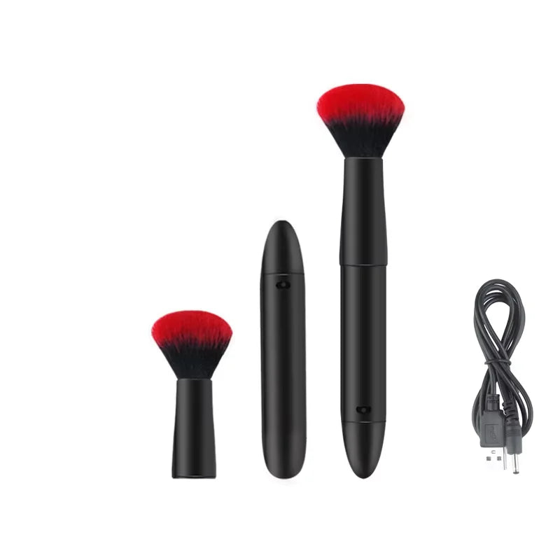 Electric Makeup Brush Quick Makeup Brush Blush Soft Fiber Hair Single Face Brush Rechargeable Multifunctional Brush Tools Quake Black