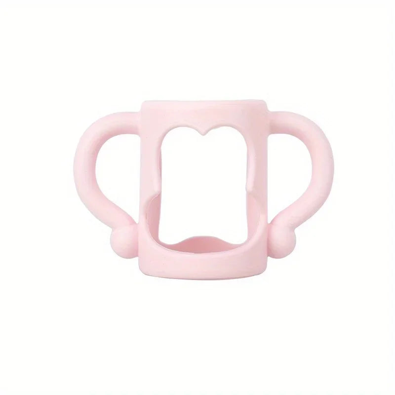 vvocci Silicone Bottle Handle For Narrow Baby Bottles, Easy Grip Handle, Can Accommodate Most Bottles - BPA-free Soft Silicone Quake B212 Pink