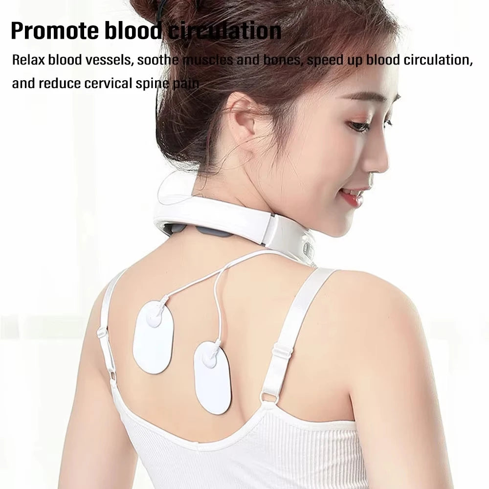 Electric Neck Massager 6-Mode 9-Speed Massager Muscle Relaxation Battery Neck Massager Tool Relax Cervical Neck Protector Quake