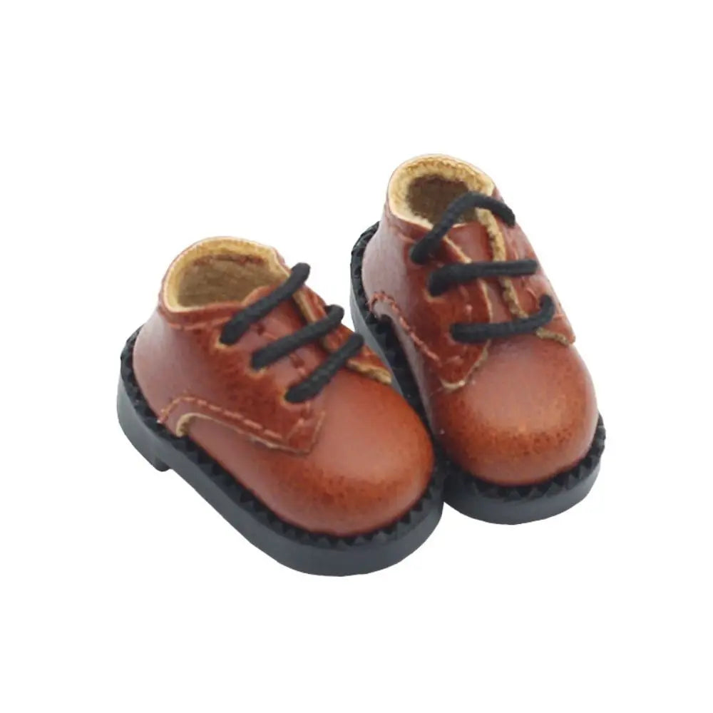 Multiple Colour 1 Pair Ob11 DOD 1/12 Bjd Doll Shoes All-Match PU Leather Body9 GSC YMY Shoes Delicate Cute Quake Dark Brown