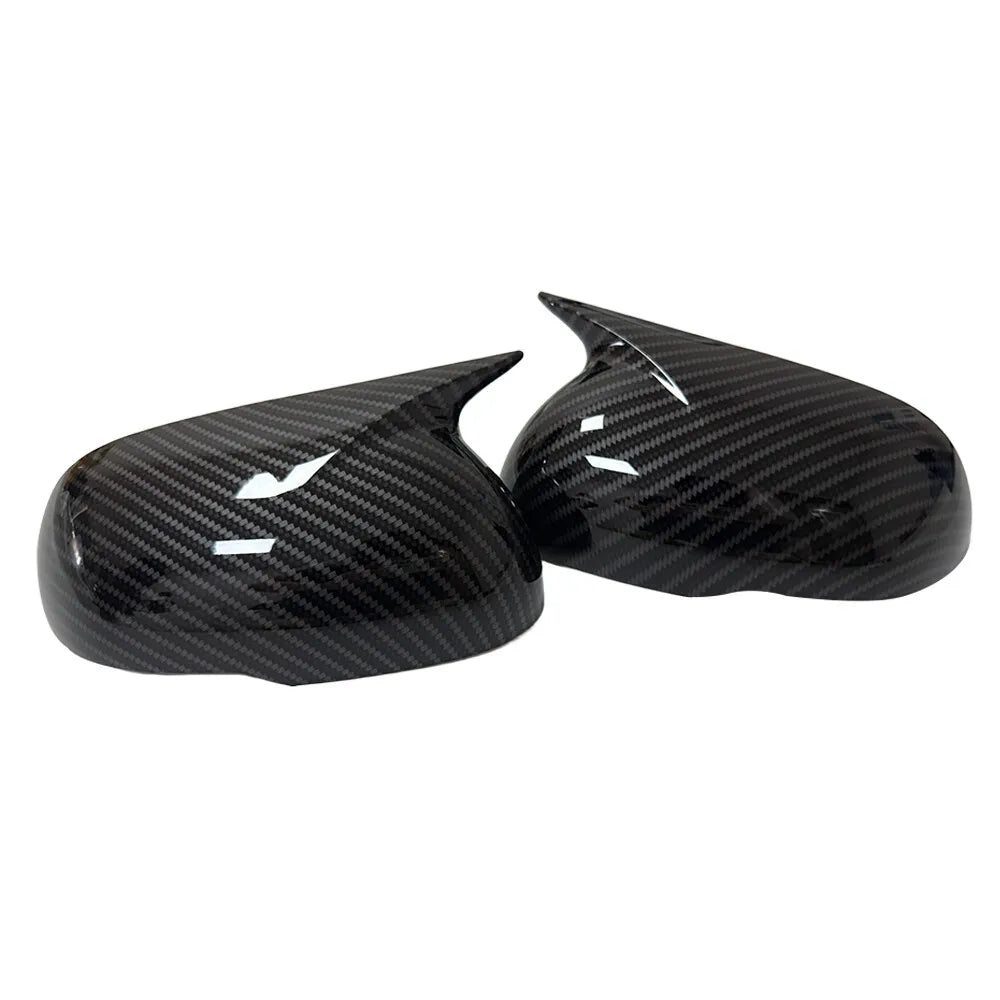 For Kia Soul 2019-2025 Car Sticker Rearview Side Mirror Cover Wing Cap Exterior Door Rear View Case Trim Carbon Fiber Look Black Quake With Light Carbon