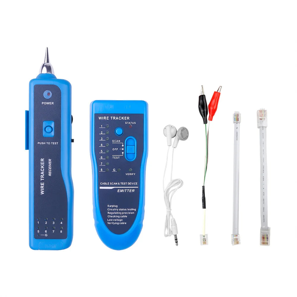 Network Cable Tester LAN Telephone Wire Tracker Diagnose Tone Tracer for STP UTP Cat5 Cat6 RJ45 RJ11 Detector Line Finder Quake Blue