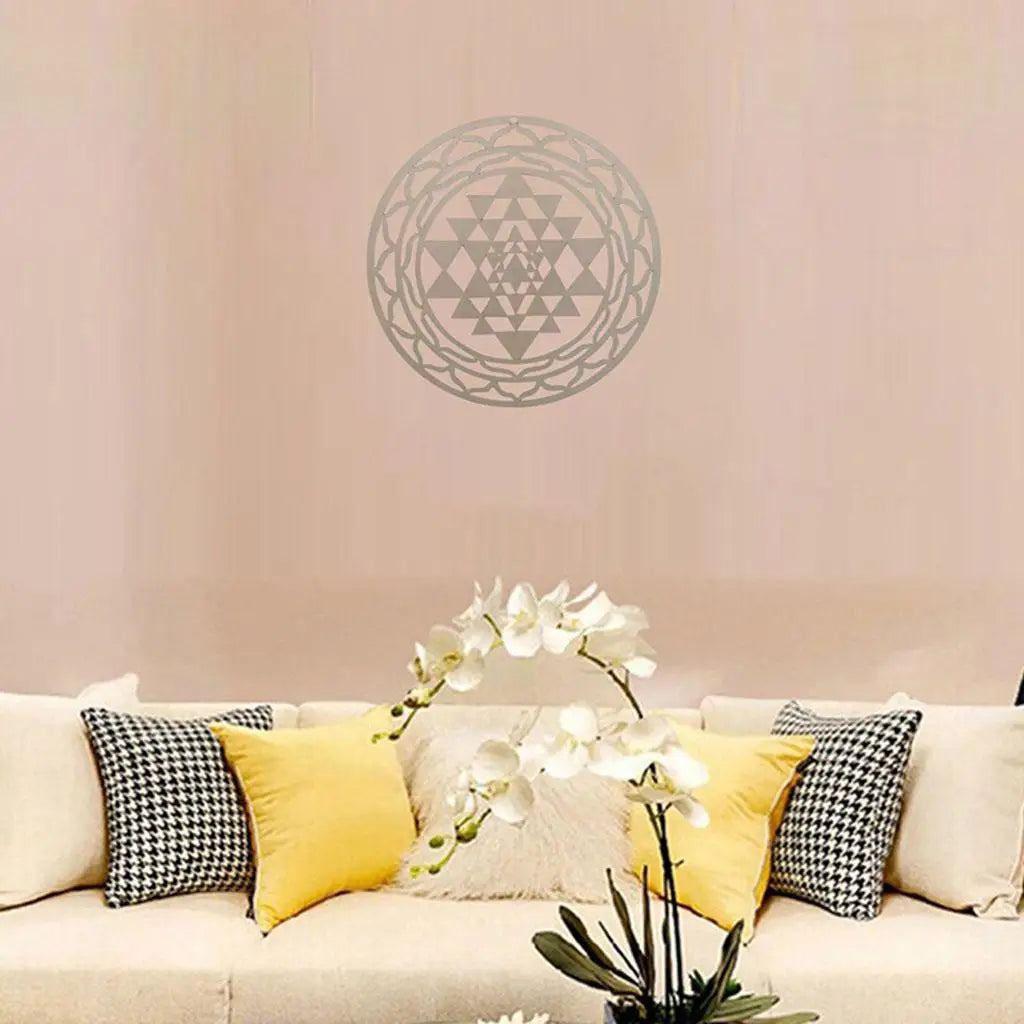 Sri Yantra Wood Sign Decor Flower of Life Wall Hanging Wooden Sculpture for Buddha Home Decoration Quake