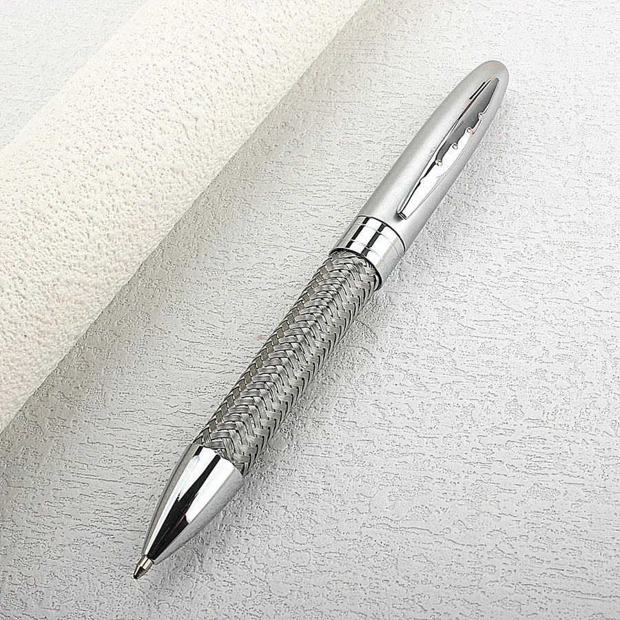 Luxury Metal Ballpoint Pen Plaid & Grid Pattern Retractable Ball Pen for Business Office School Writing Gift Quake