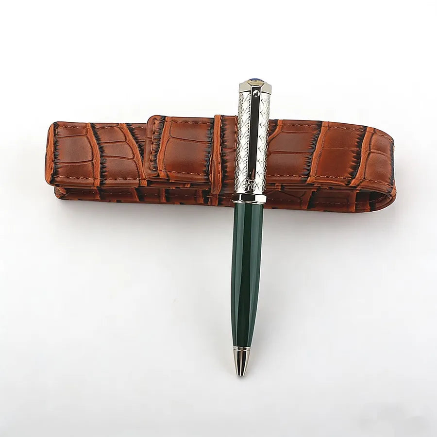 Luxury Retractable Ballpoint Pen,Metal Engraved Pattern Business Office Signature Pen, Smooth Writing School Stationery Supplies Quake 159-7