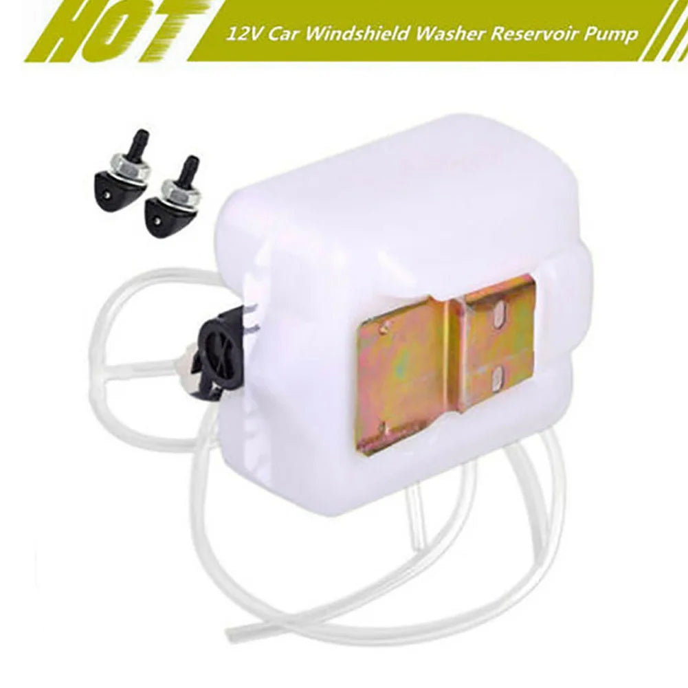 2Pin Car Windshield Washer Reservoir Bottle Tank W/12V Pump Hose Jet 17.5 X 13 X 8cm Car Windshield Washer Water Storage Tank Quake