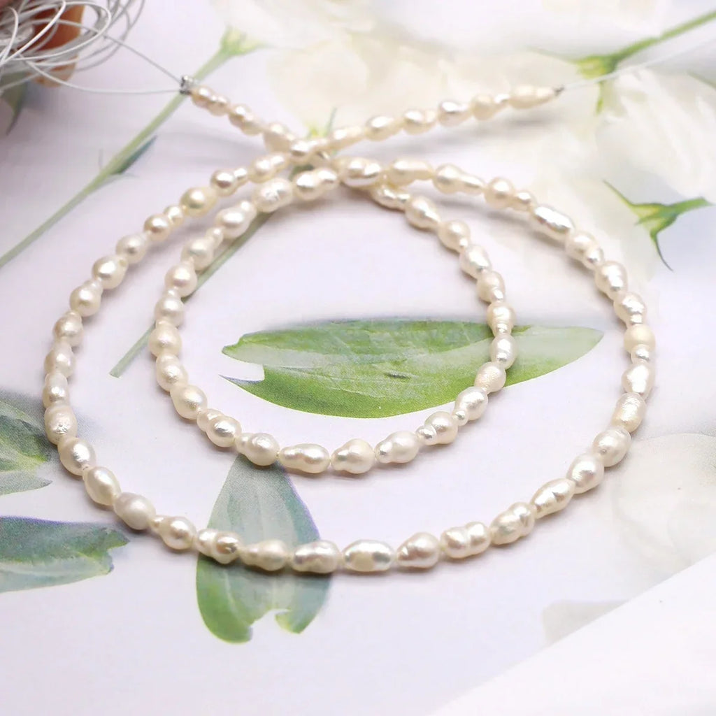 A Natural Freshwater Pearl Small Pearl Rice-Shaped Pearl 3-4mm For Jewelry Making DIY Necklace Braclet Earrings Accessory Quake WHITE 3-4mm
