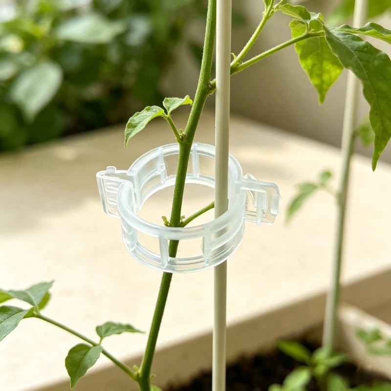 Plant Fixing Clips Vine Fastener Seedling Support Clamp Fruit Vegetable Vines Trellis Holder Gardening Seedling Hanging Clip Quake 100pc