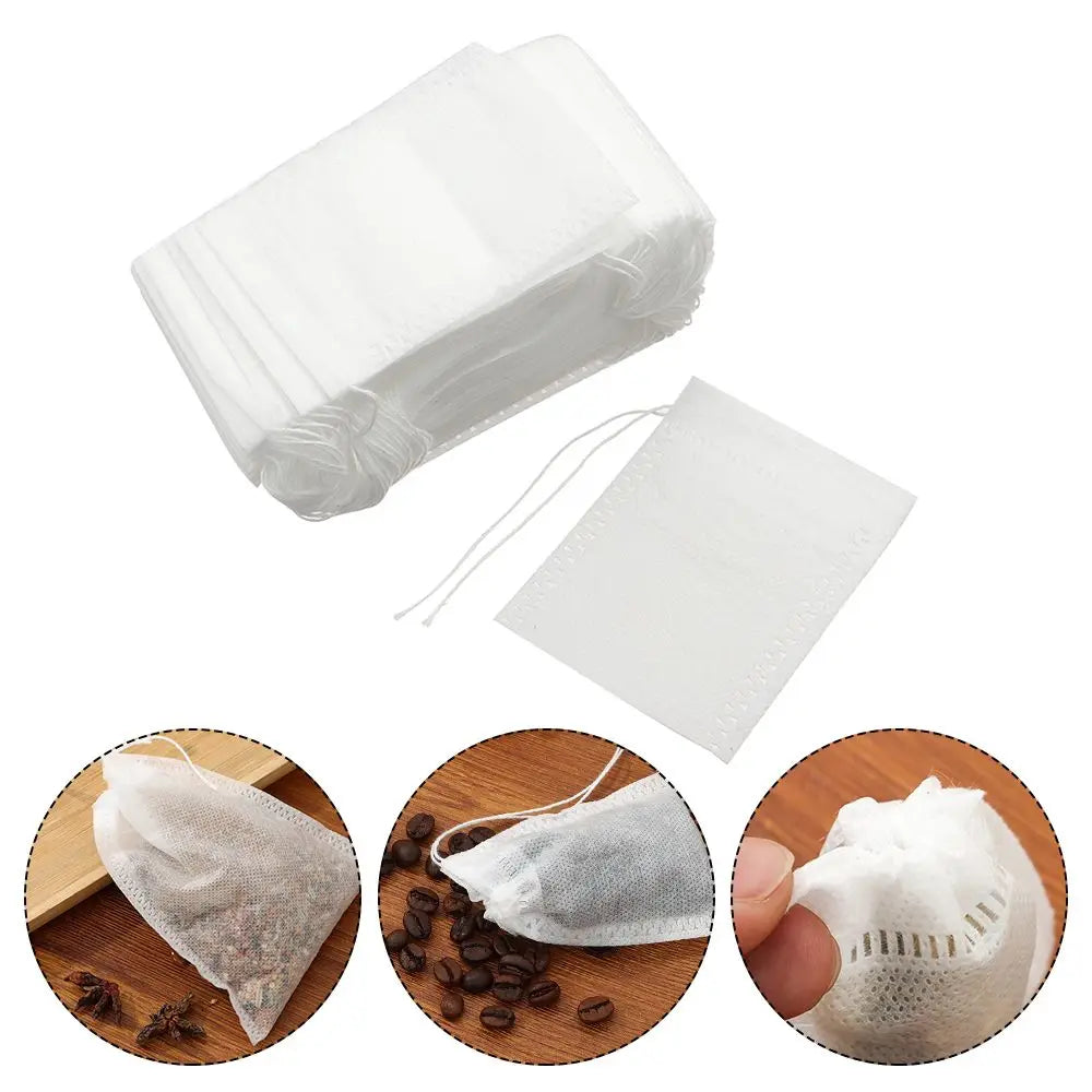 100 Pack Disposable Tea Bags Filter Bag Tea Bag Filter Paper Non-Woven Coffee Medicine Powder Filter Bag Quake