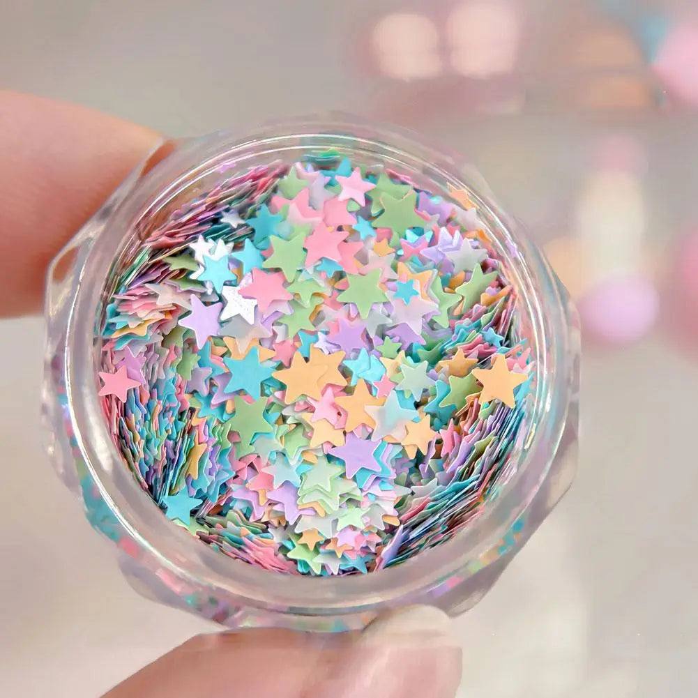 1 Box Colorful Heart Star Glitter for Nails Glitter Flakes Sparkling Diamond Sequin Nails Charms Sequins Manicure Decorations Quake