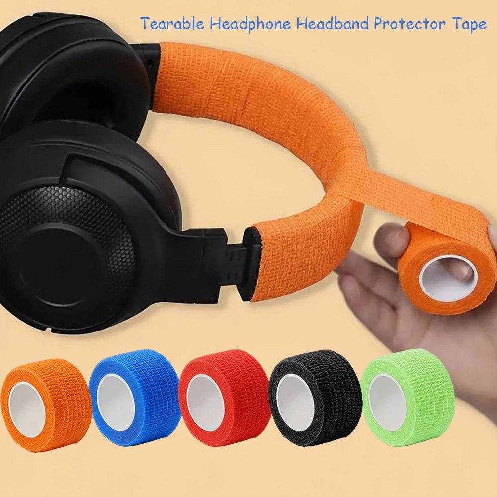 6pcs Tearable Headphone Headband Protector Tape,Anti-Aging Peeling Repair Strip for Over-Ear Headsets,Durable Fiber Material Quake
