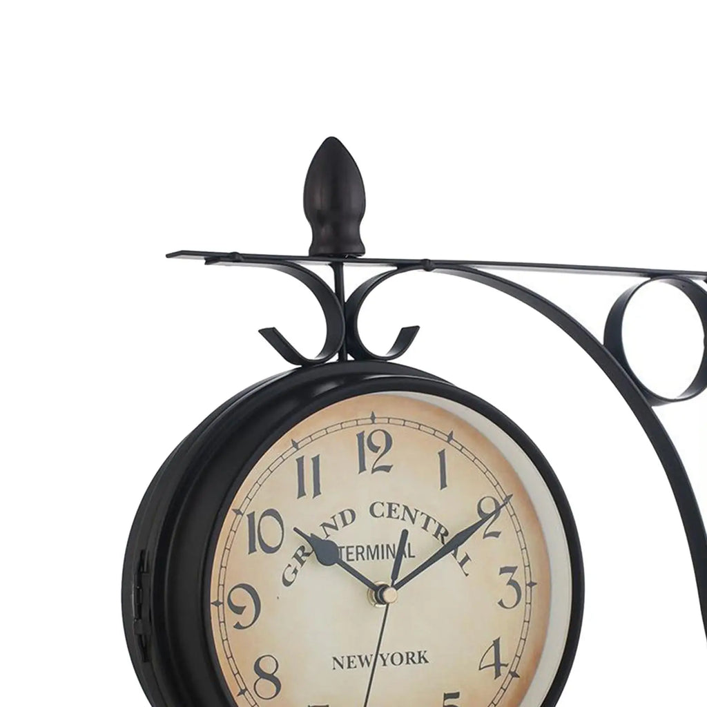 Retro Double Sided Wall Clock Cast Iron Station Wall Clock Art Hanging Decorative Wall Clock Quake Default Title