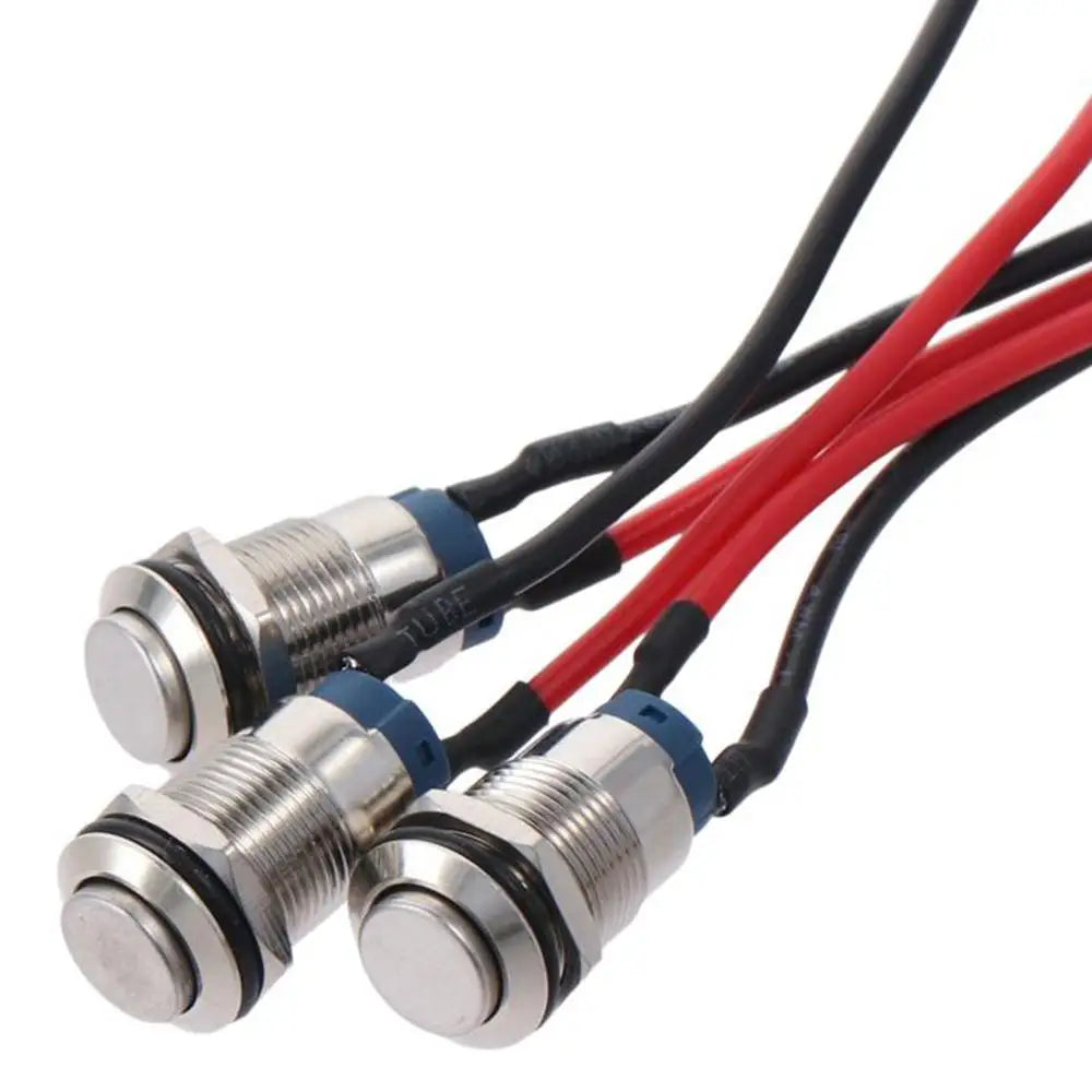 12mm 2A 12V/24V/125V/250V AC Prewired Waterproof Push Button Latching Self-Locking Stainless Steel Push Button On Off Quake
