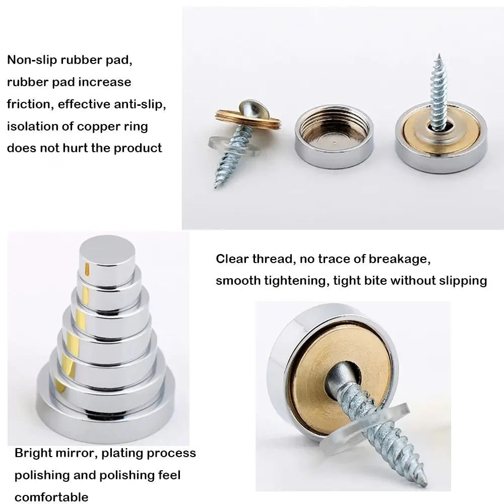 Home Improvement Copper Screws Decorative Cap Silver Multiple Sizes Decoration Screw Covers Mirror Fixing Nails Mirror Quake